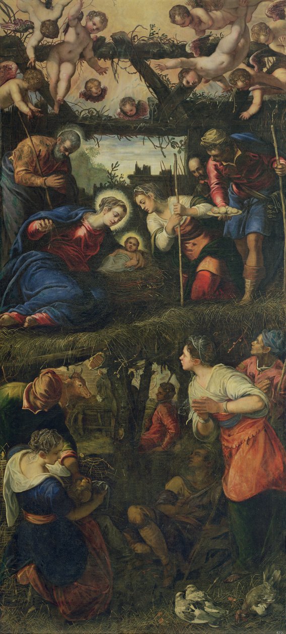 Syntymä ja palvonta tekijältä Jacopo Robusti Tintoretto