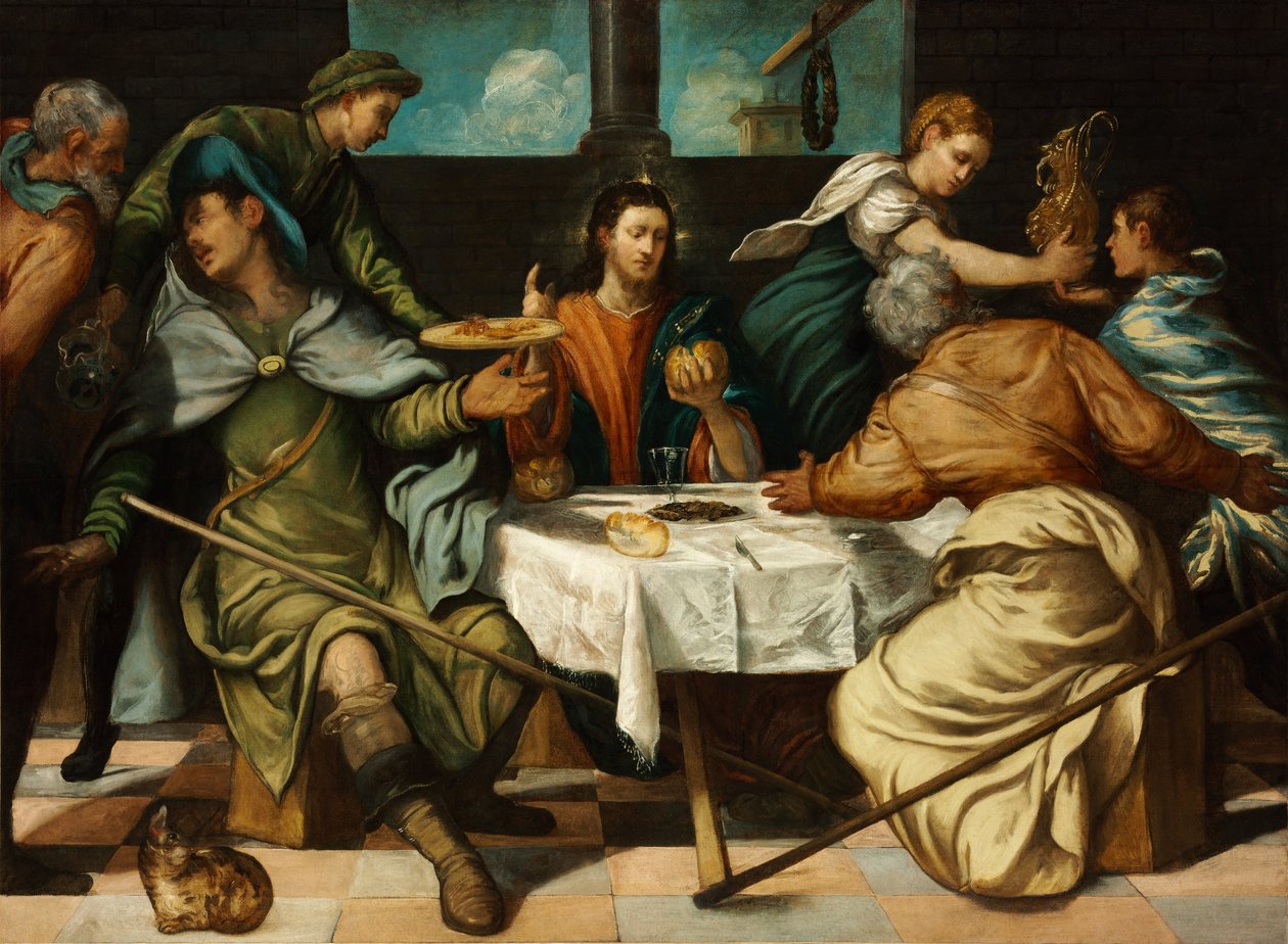 Ehtoollinen Emmauksessa tekijältä Jacopo Robusti Tintoretto
