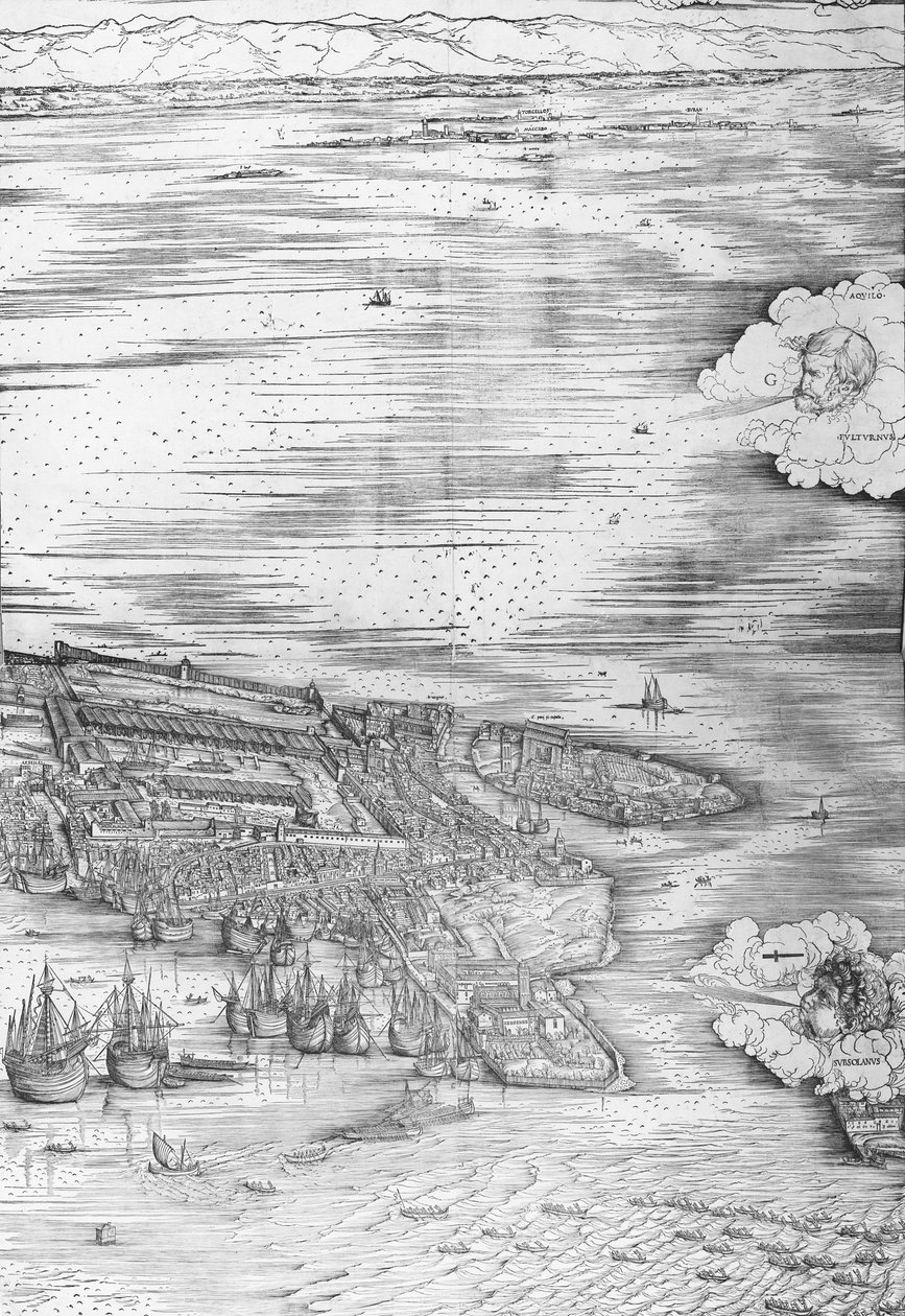 Grande Pianta Prospettica - Venetsia, n. 1500 (oikea puoli) tekijältä Jacopo de Barbari
