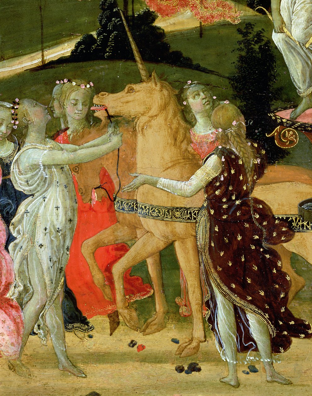 Triumph of Chastity, inspiraationa Petrarchin (1304-74) "Triumphs" (yksityiskohta vuodelta 194158) tekijältä Jacopo del Sellaio