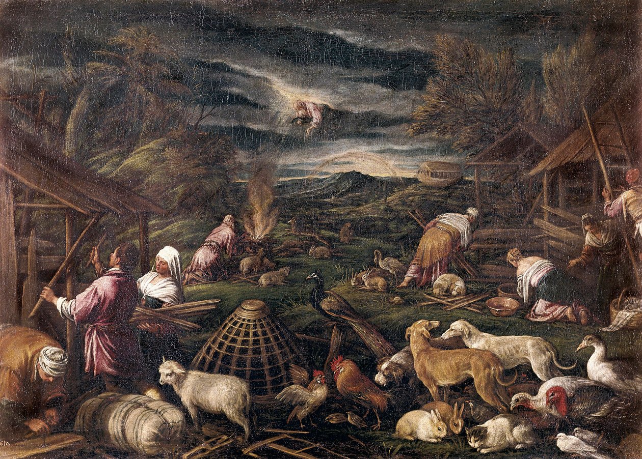 Ei tulvan jälkeen. Jacopo da Ponten maalaus, nimeltään Jacopo Bassano (1515-1592) tekijältä Jacopo Bassano