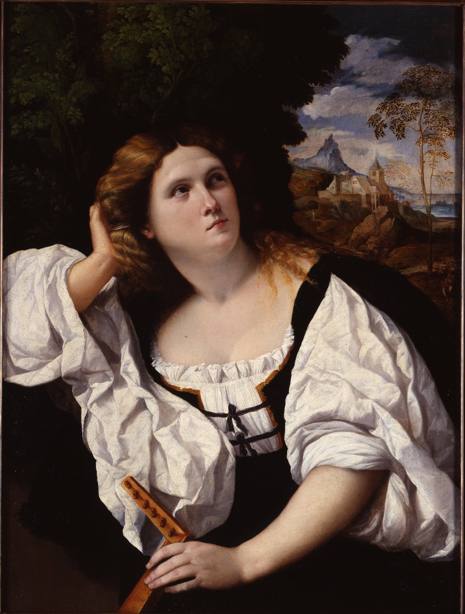 Nainen istuu tekijältä Jacopo (c.1480-1528) Palma