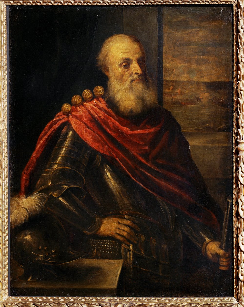Venetsialaisen amiraali Vincenzo Cappellon muotokuva, joka tunnetaan myös nimellä Portrait of Nicolo Capello, " governor " of a galley ... tekijältä Jacopo (c.1480 1528) Palma