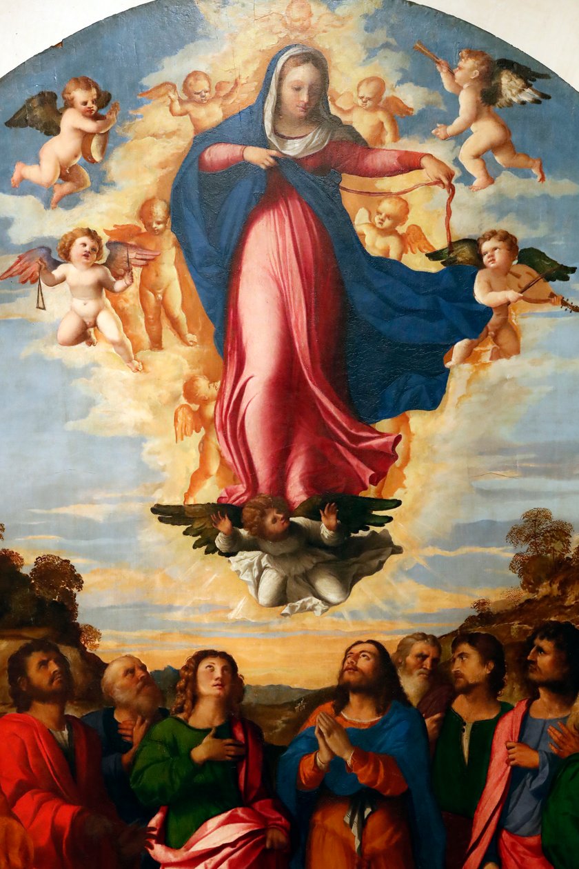 Neitsyt taivaaseenastuminen, Palma il Vecchio Serina 1513 (maalaus) tekijältä Jacopo (c.1480 1528) Palma