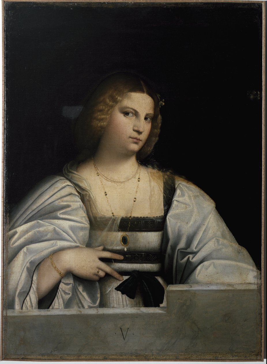 Naisen muotokuva, Allegoria neitsyydestä. (Maalaus tekijältä Jacopo (c.1480 1528) Palma