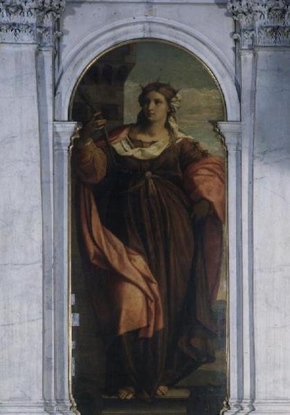 St. Barbara (osa triptyykistä) tekijältä Jacopo (c.1480 1528) Palma