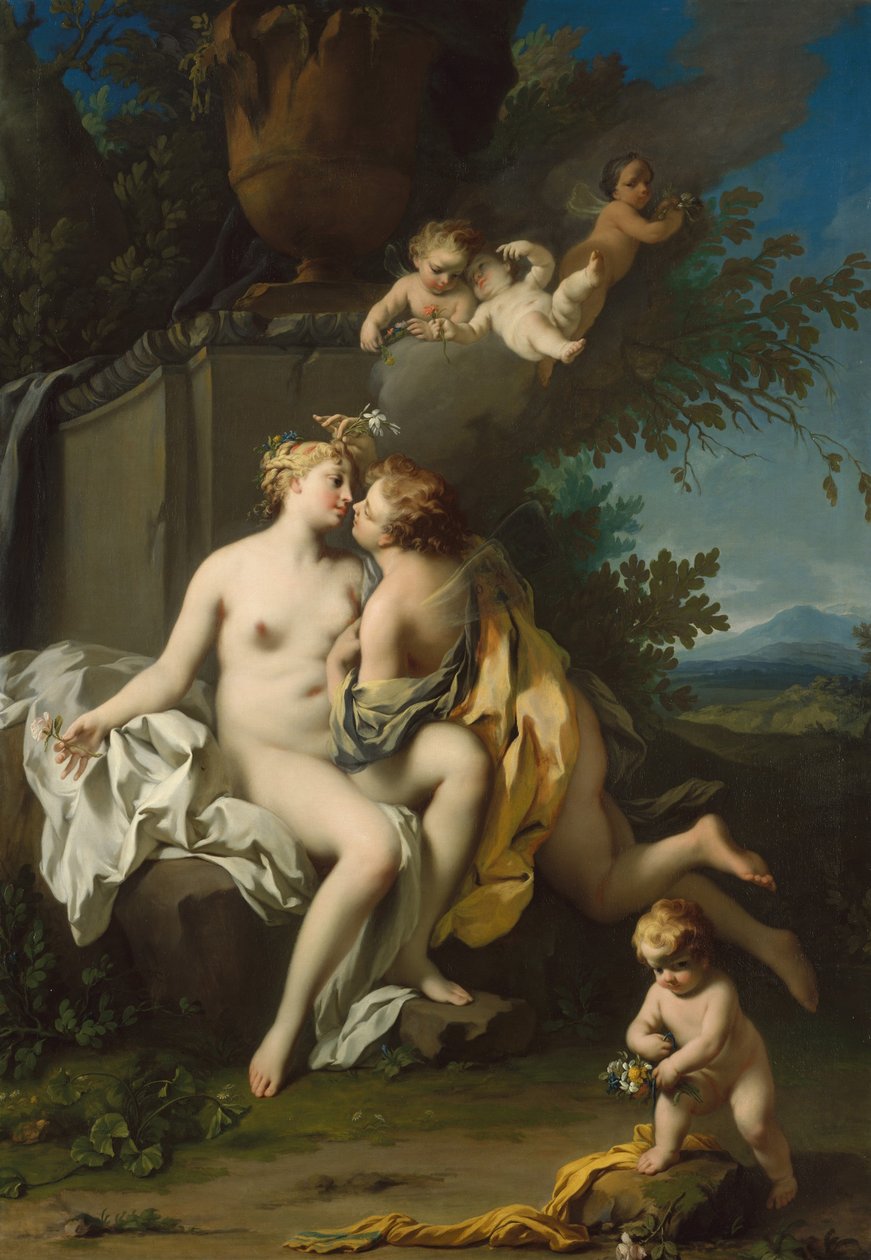 Flora and Zephyr, n. 1730 (öljy kankaalle) tekijältä Jacopo Amigoni