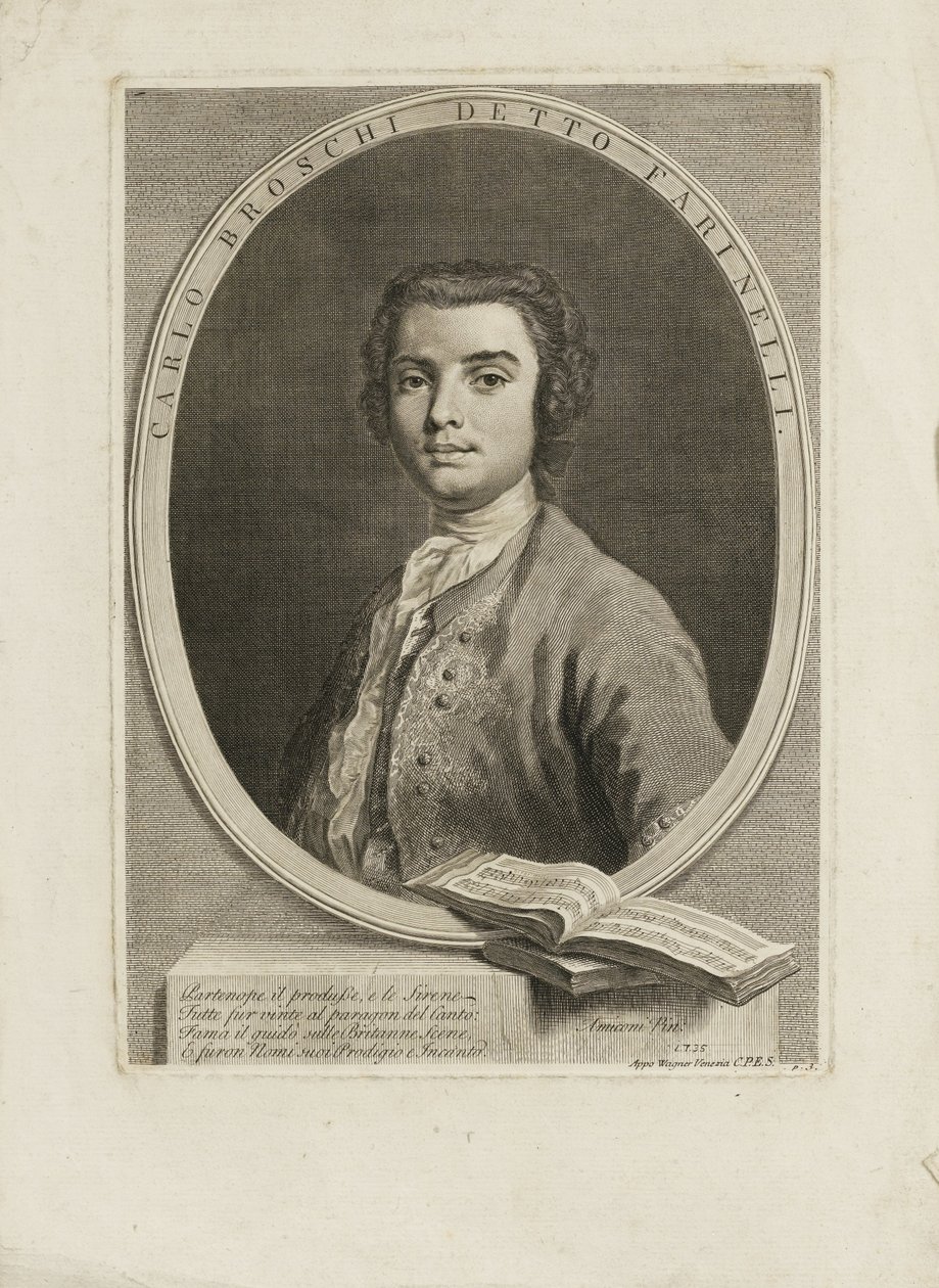 Laulaja Farinelli Carlo Broschin muotokuva 1705-1782, 1735 tekijältä Jacopo Amigoni