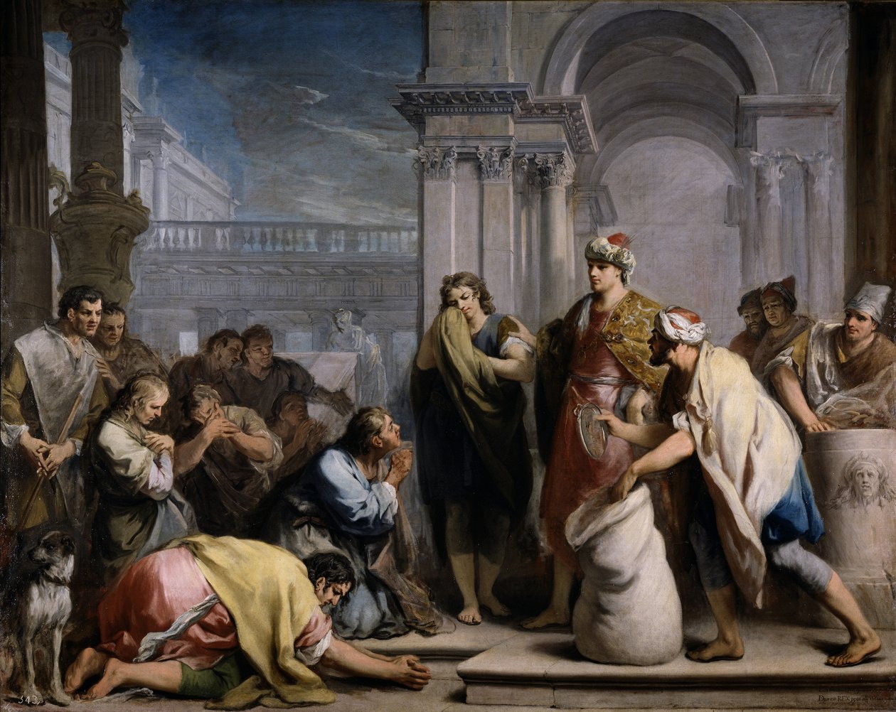 Josephin hopeakuppi Benjamins-säkissä, noin 1749 tekijältä Jacopo Amigoni