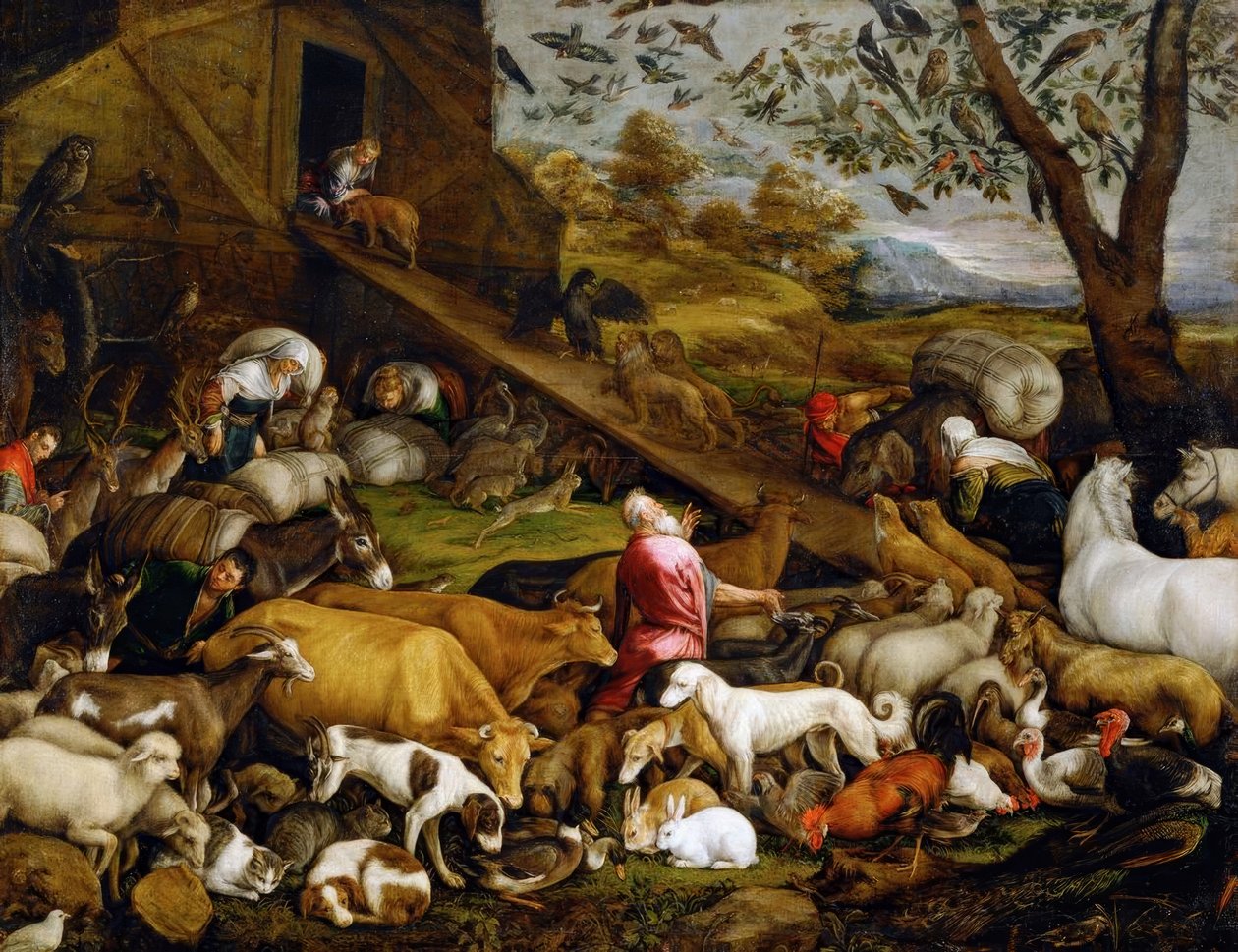 Eläinten pääsy arkkiin tekijältä Jacopo Bassano
