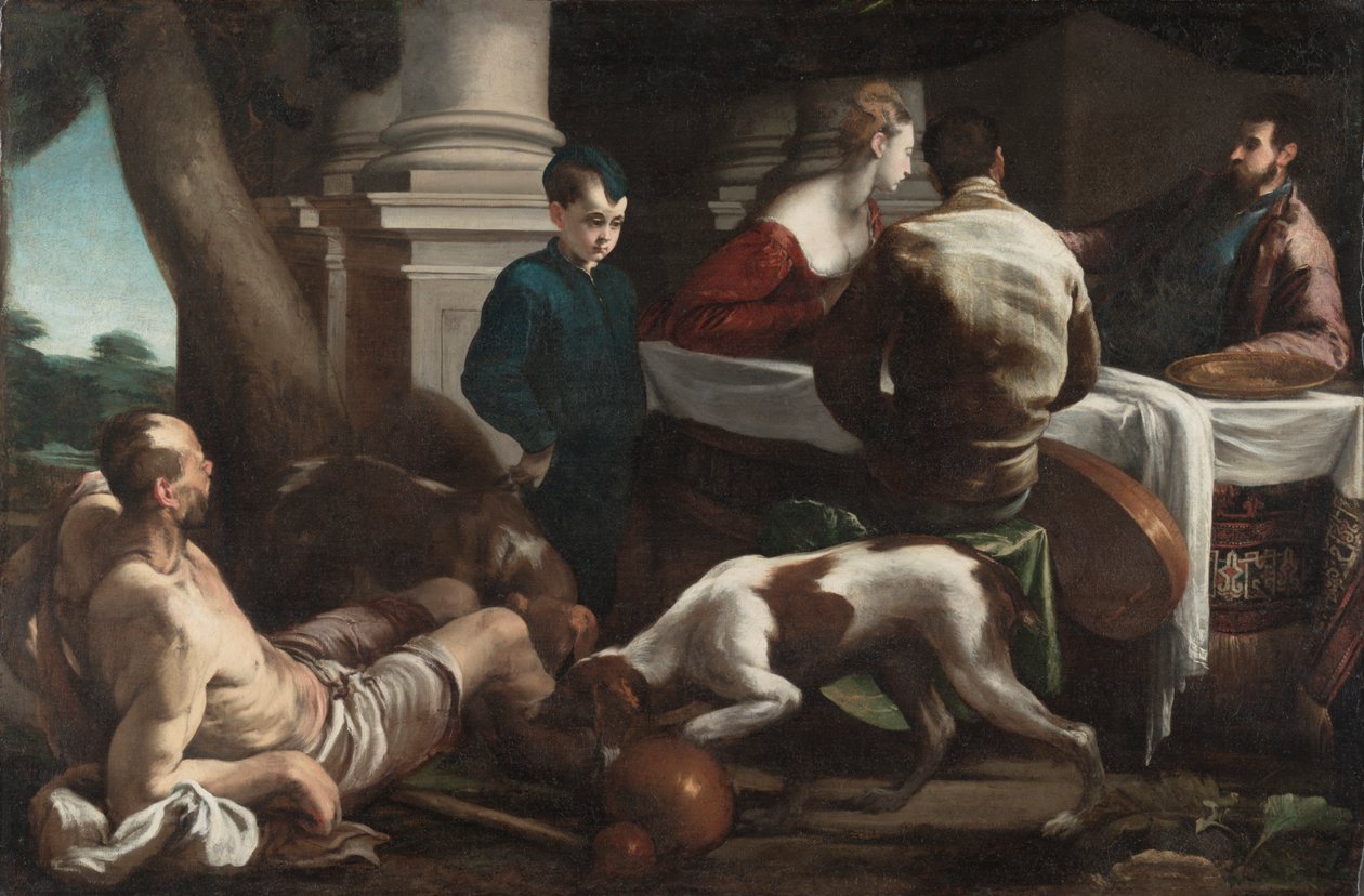 Lasarus ja rikas mies, n. 1550. tekijältä Jacopo Bassano
