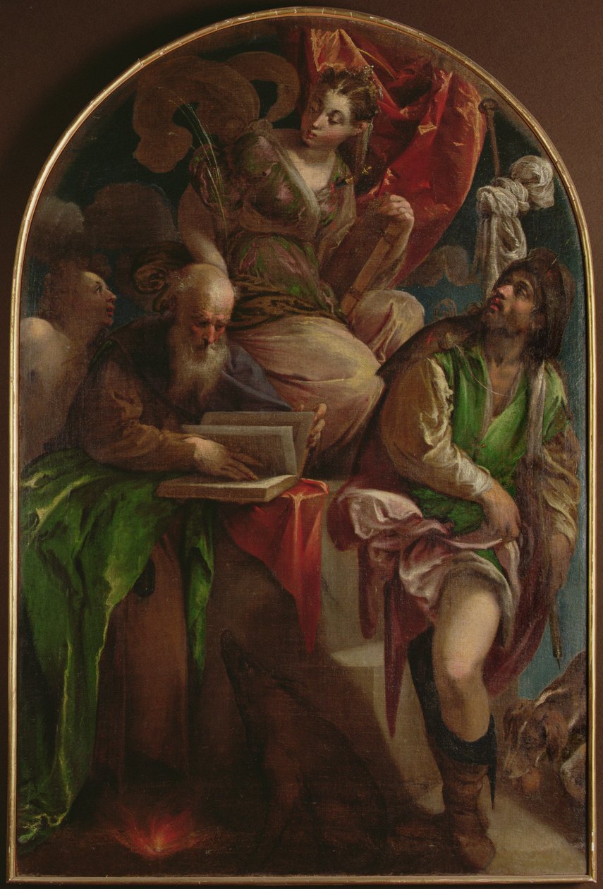 St. Justina Padovalainen valtaistuimella Pyhän Sebastianin, St. Anthony Abbotin ja St. Rochin kanssa, n. 1557–1560 tekijältä Jacopo Bassano