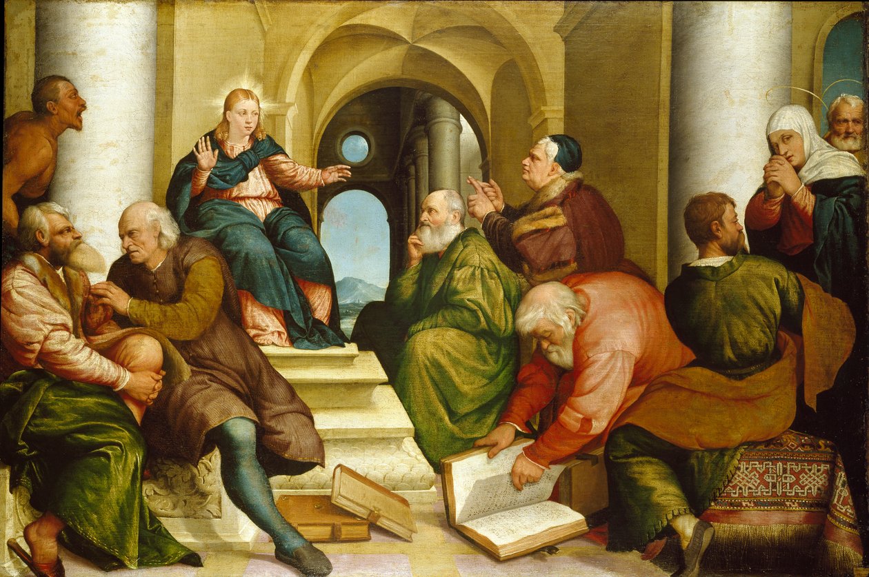 Kristus lääkäreiden joukossa, 1539 tekijältä Jacopo Bassano il vecchio