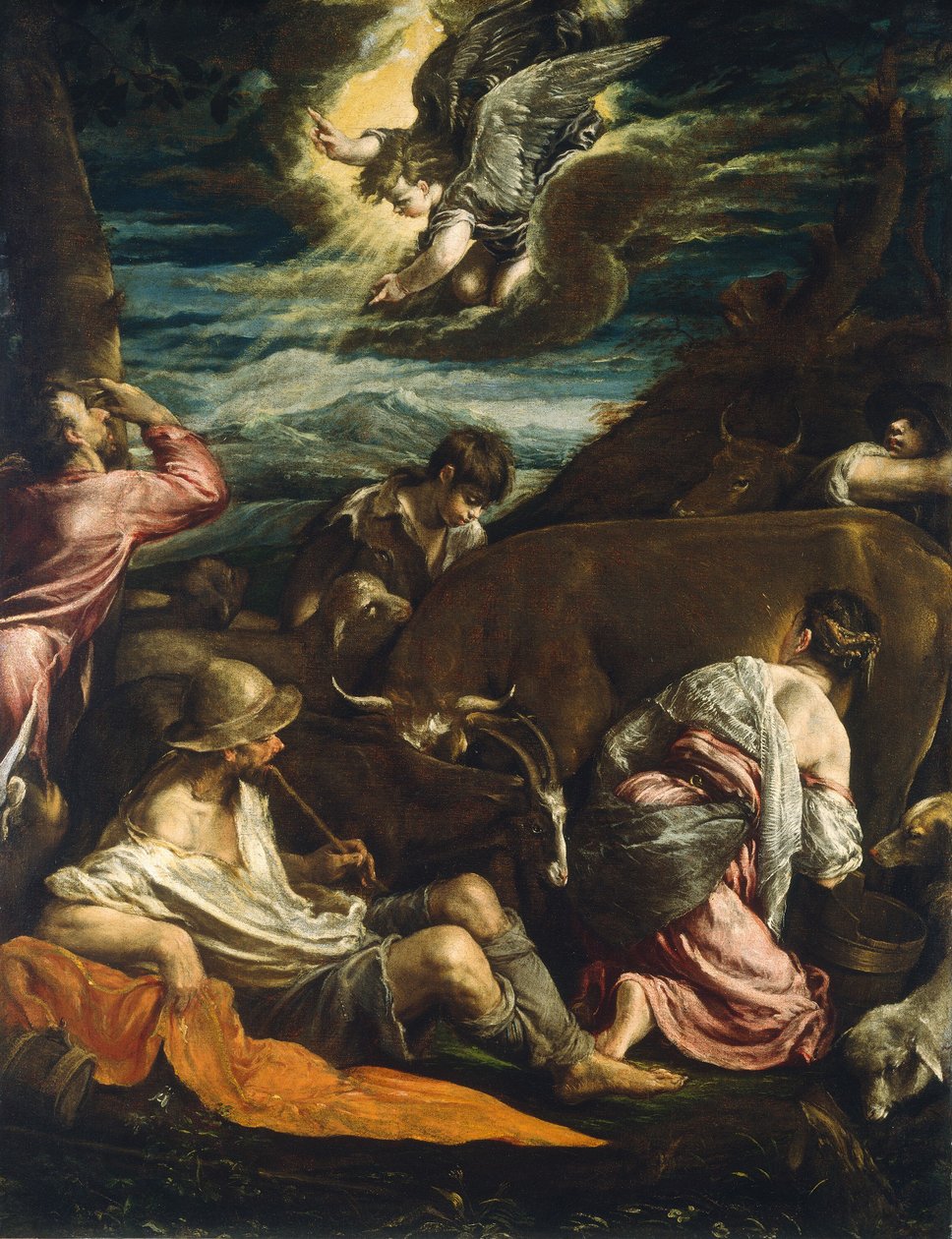 Ilmoitus paimenille, luultavasti 15551560. tekijältä Jacopo Bassano il vecchio
