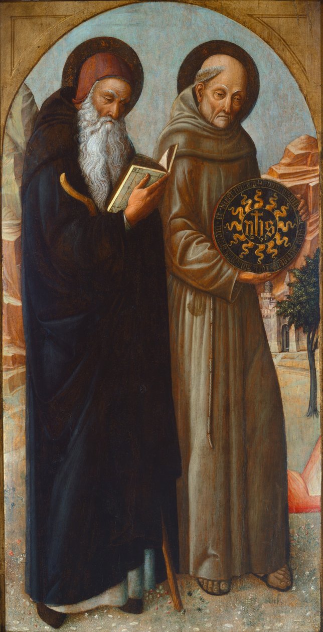 Saint Anthony Abbot ja Saint Bernardino Sienasta tekijältä Jacopo Bellini