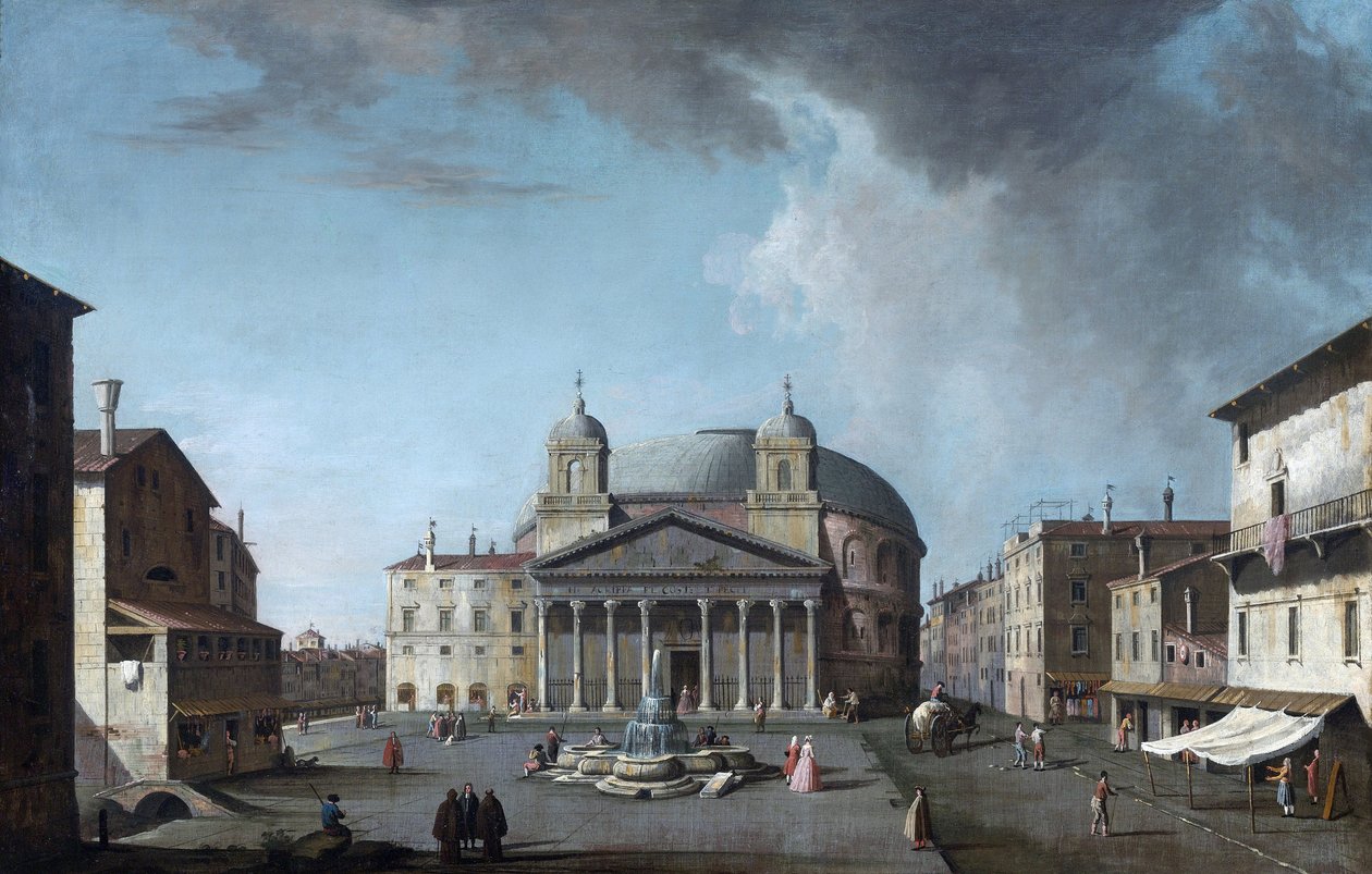 Näkymä Pantheonille Roomassa par Fabris, Jacopo (1689-1761). Öljy kankaalle, koko: 73x112,4, , Yksityiskokoelma tekijältä Jacopo Fabris