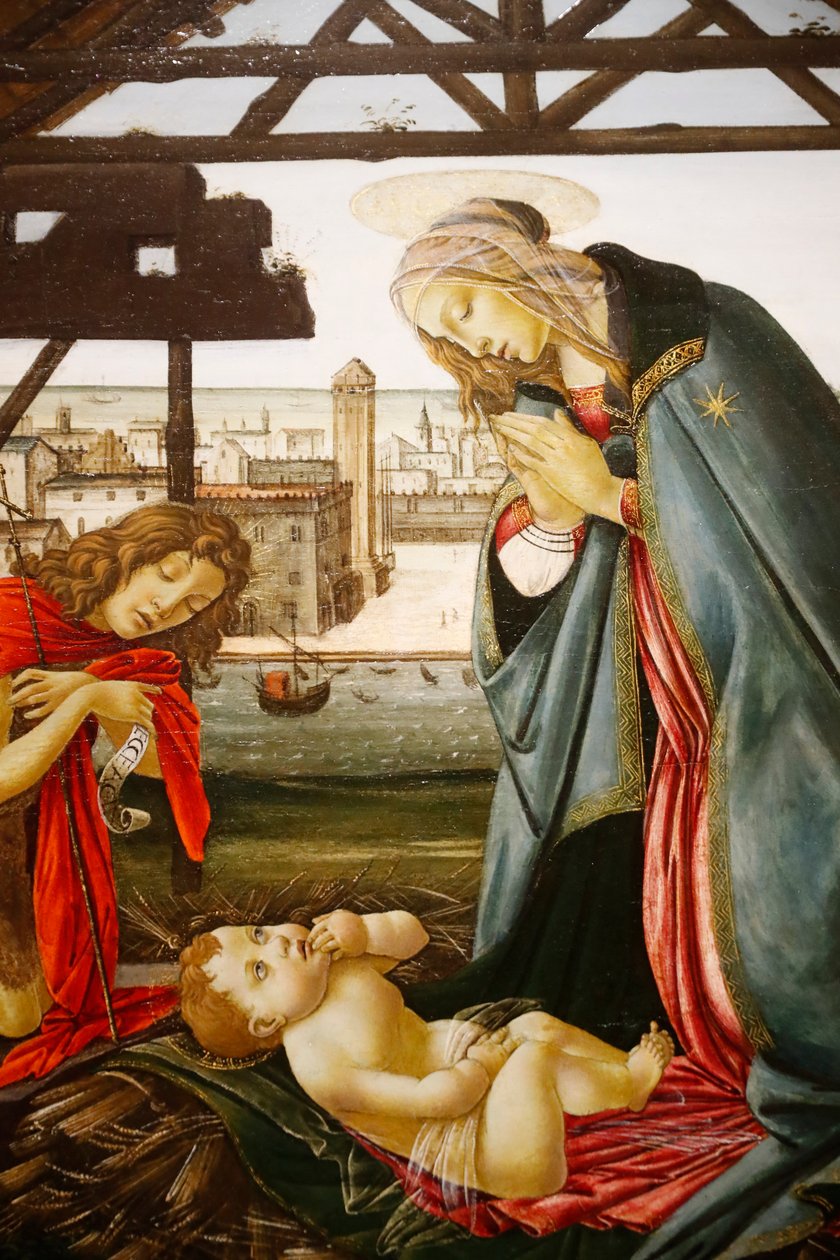 Neitsyt ja Johannes Kastaja palvovat lasta Venetsian näkymän edessä. tekijältä Jacopo Foschi