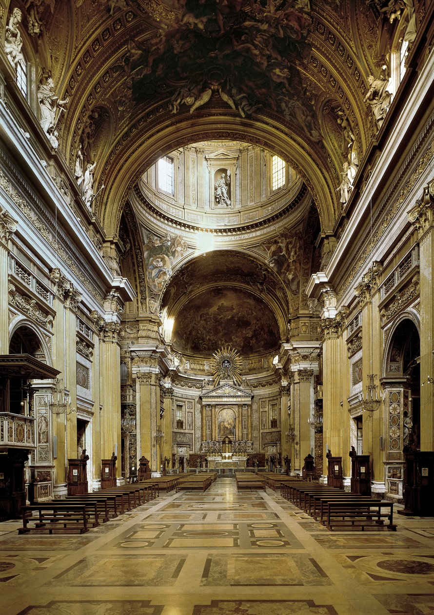Sisäkuva Chiesa del Gesusta, rakennettu 1568-75 tekijältä Jacopo Vignola
