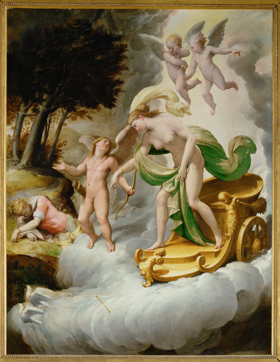 Venus Amorin johdattamana kuolleen Adoniksen luo ... tekijältä Jacopo Ianguidi (1544 c.1573) Bertoia