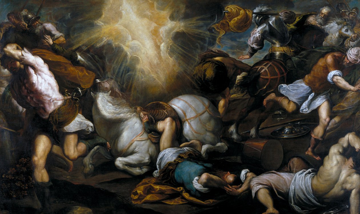 ""Pyhän Paavalin kääntymys tiellä Damaskokseen"" Jacopo Palma nuoremman (1544-1628) maalaus 1592 Museo del Prado, Madrid tekijältä Jacopo Il Giovane Palma
