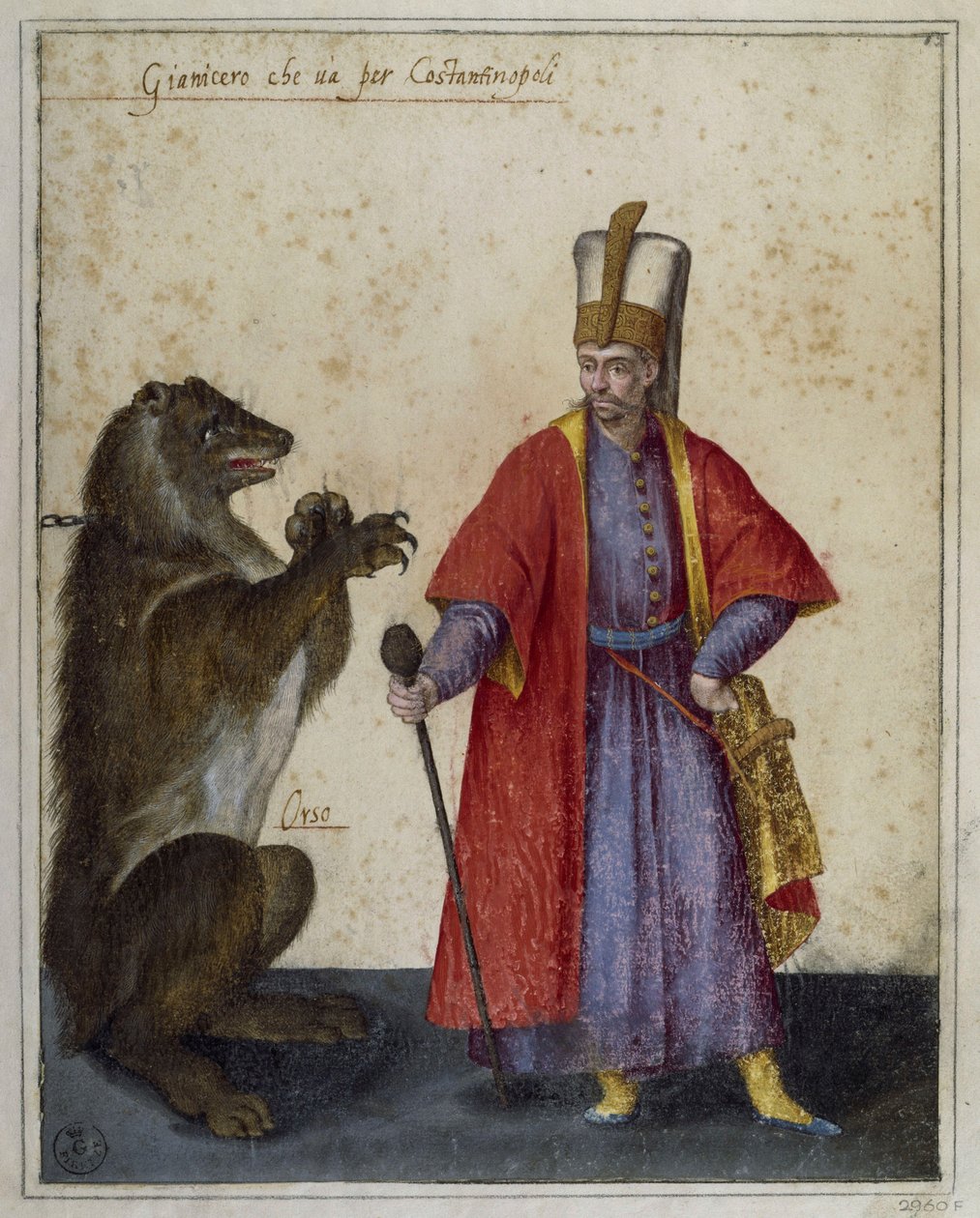 Janissery ja karhu, piirustus Jacopo Ligozzi (1547-1626) tekijältä Jacopo Ligozzi