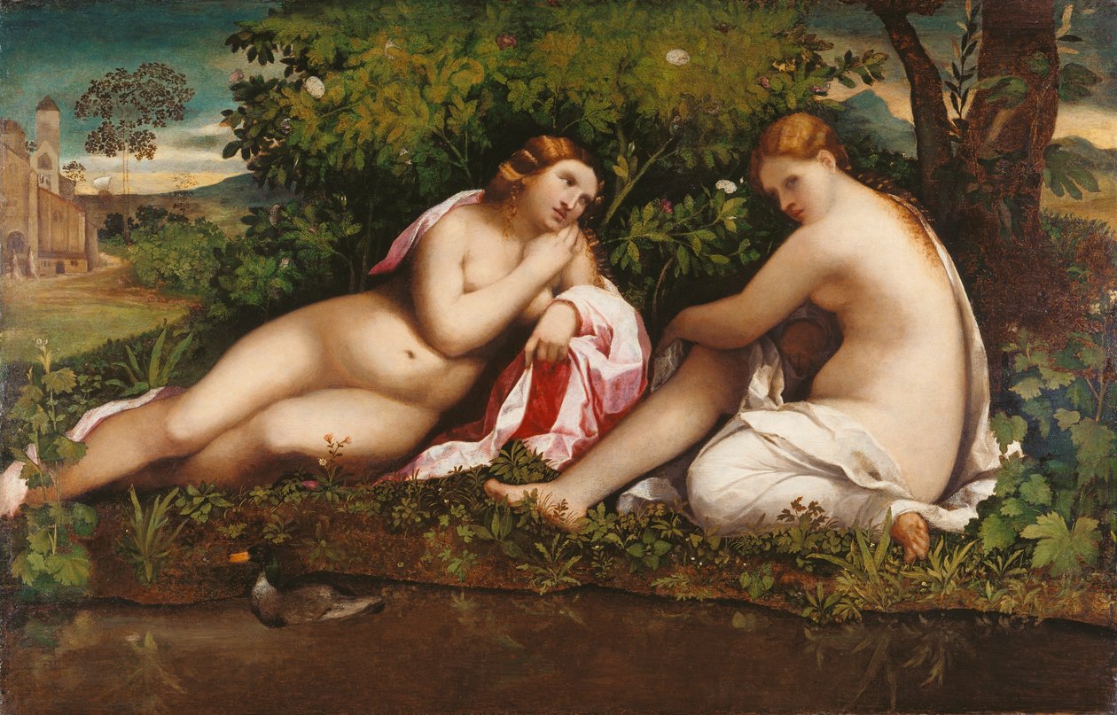Kaksi nymfiä lepotilassa Jupiter ja Callisto, n. 1520. tekijältä Jacopo Palma il Vecchio the Elder