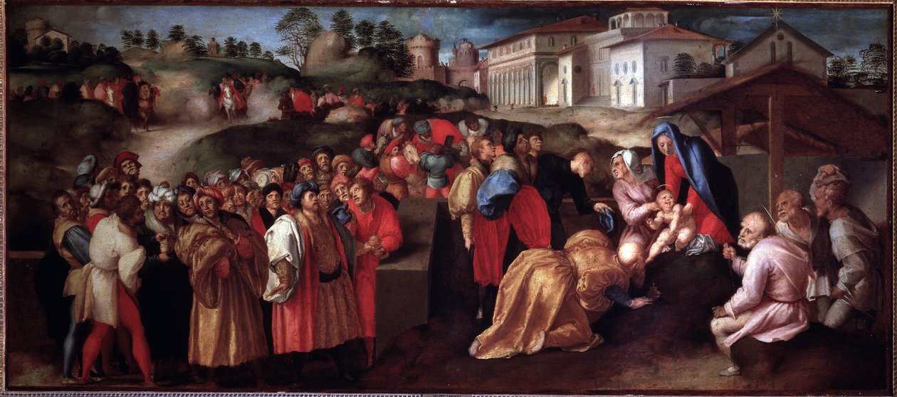 Taikaiden palvonta - maalaus tekijältä Jacopo Pontormo