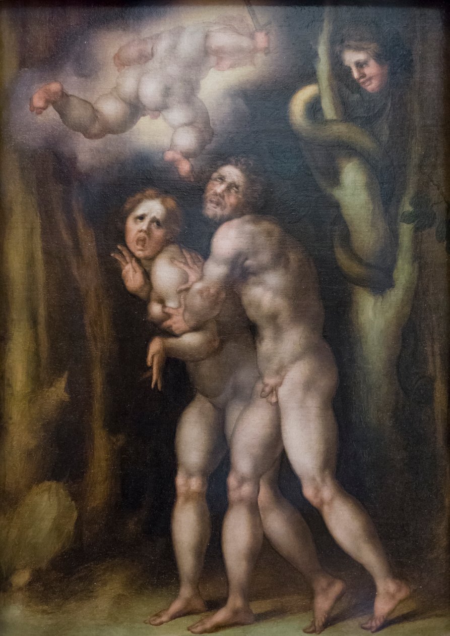 Aadamin ja Eevan karkottaminen maallisesta paratiisista tekijältä Jacopo Pontormo