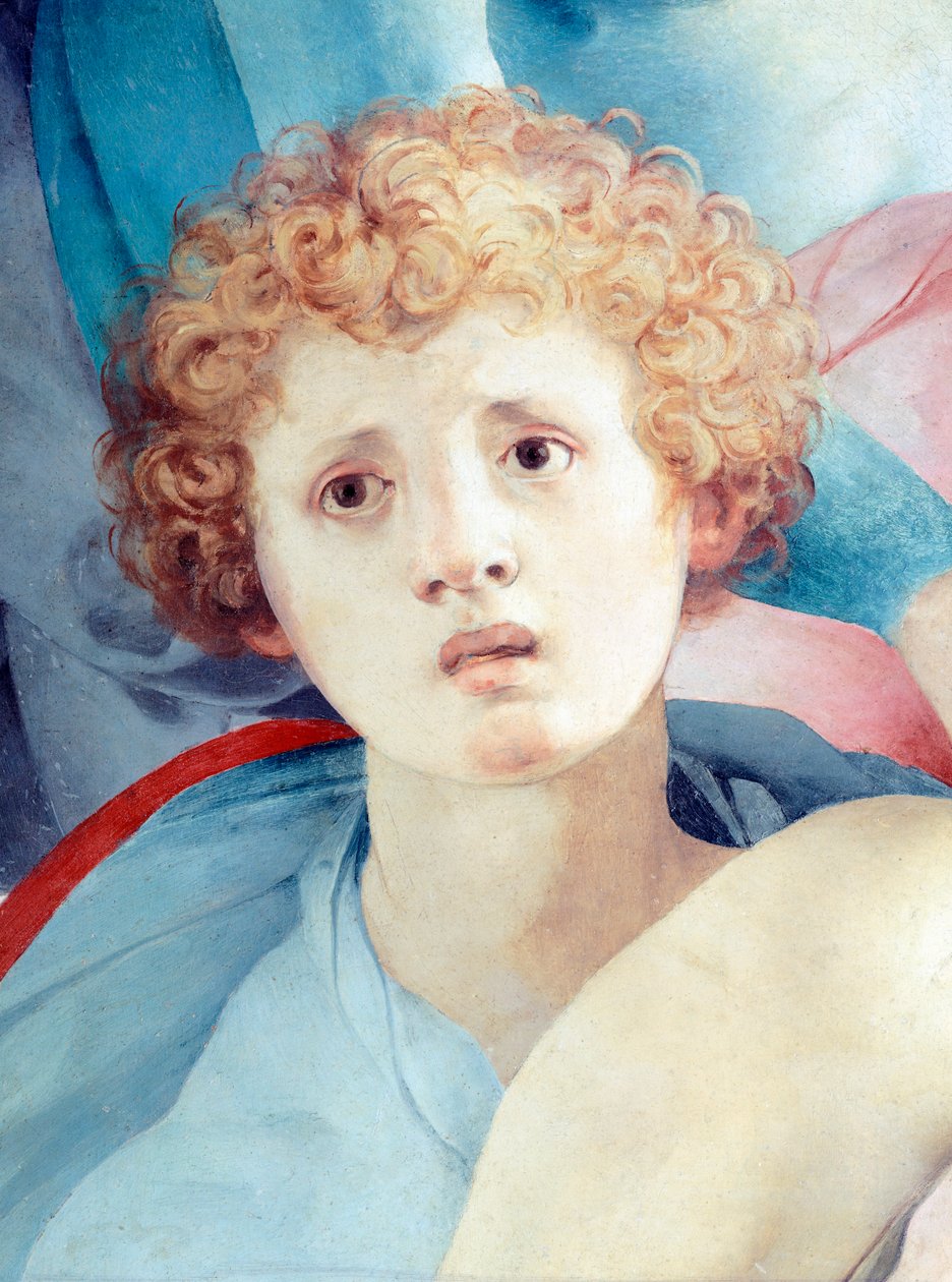 Nuoren miehen kasvot, yksityiskohta The Deposition, Jacopo da Pontormo (1494-1557) tekijältä Jacopo Pontormo