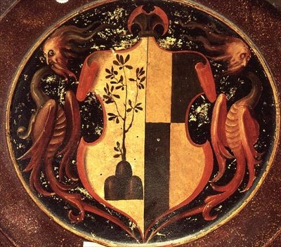 Heraldic Shield, n. 1529 (öljy paneelissa) (50329:n kääntöpuoli) tekijältä Jacopo Pontormo