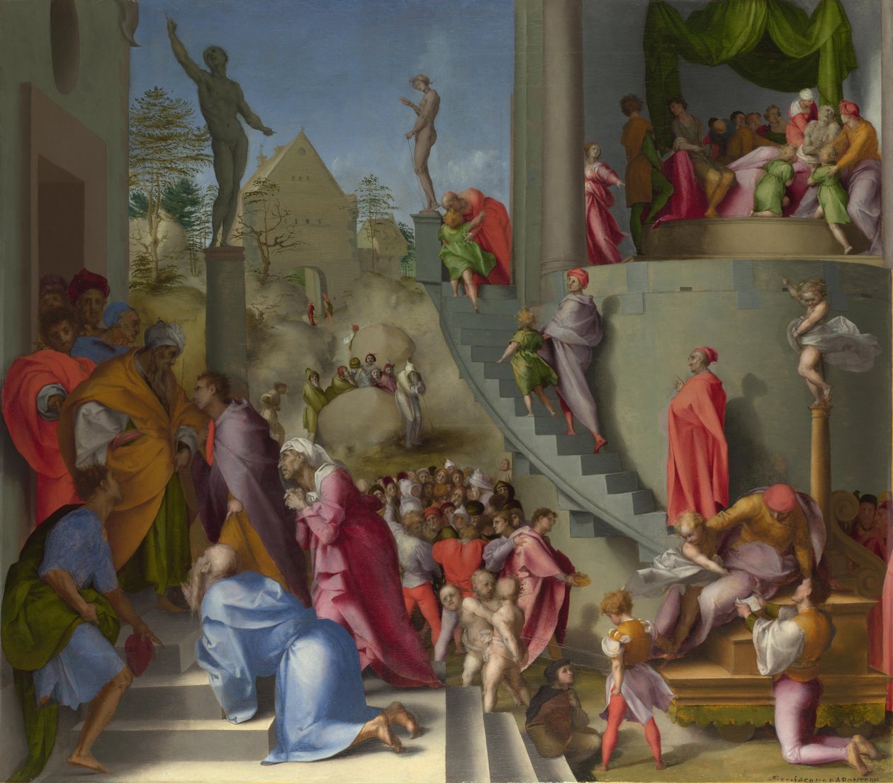 Joosef Jaakobin kanssa Egyptissä kohtauksista Joosefin tarinasta, n. 1515 tekijältä Jacopo Pontormo
