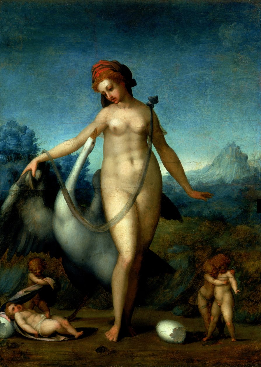 Leda ja joutsen, n. 1512-13 (paneeli) tekijältä Jacopo Pontormo
