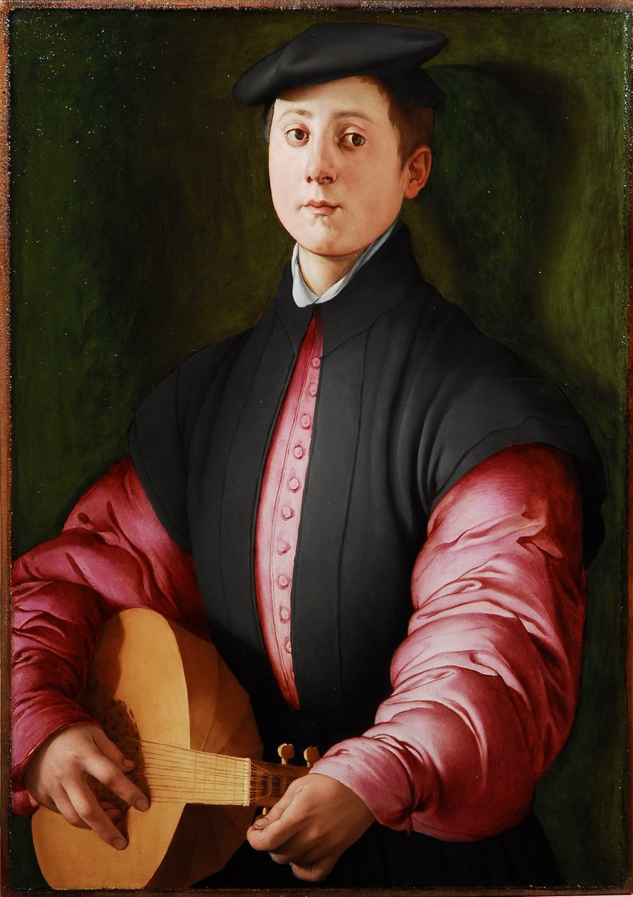 Luutun soittimen muotokuva, c. 1528-1529 (öljy puulle) tekijältä Jacopo Pontormo