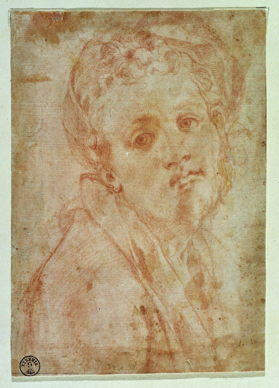 Omakuva (punainen liitu paperille) tekijältä Jacopo Pontormo