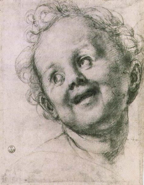 Tutkimus putosta "Pyhälle perheelle pyhien kanssa" (Pucci-alttaritaulu) San Michele Visdominin kirkossa (San Michelino), Firenze, n. 1518 (liitu) tekijältä Jacopo Pontormo