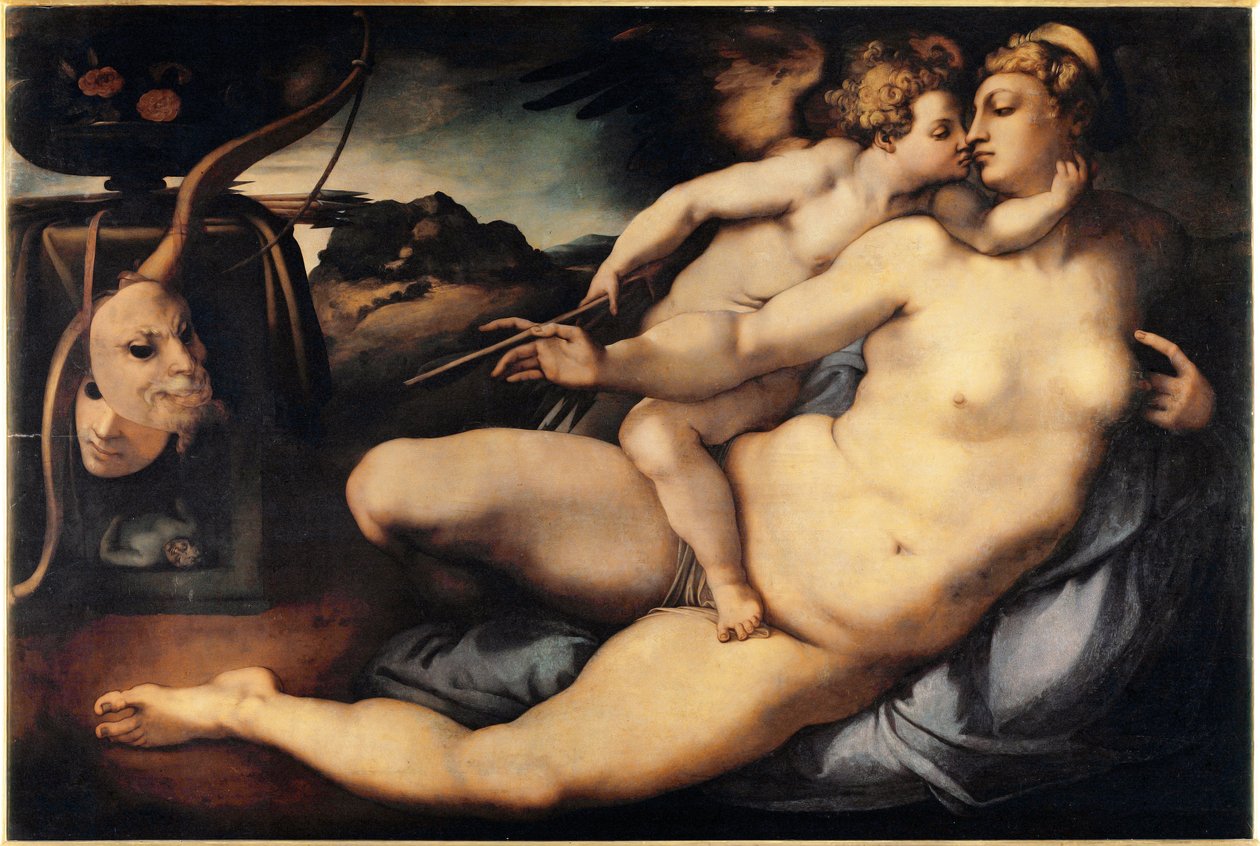 Venus ja Cupid (Venus ja Cupid) maalaus Jacopo Carrucci dit il Pontormo (Pontormo) (1494-1556) 1532-1534 Koko 128x197 cm Firenze, Accademia Gallery Italia tekijältä Jacopo Pontormo