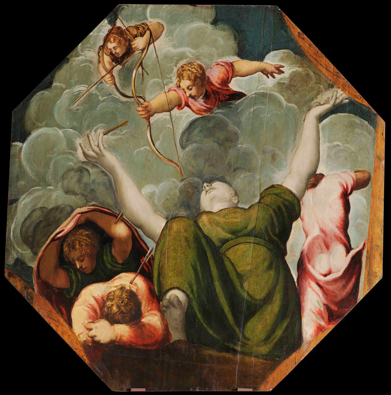 Apollo ja Diana rankaisevat Niobea tappamalla hänen lapsensa, noin 1541. tekijältä Jacopo Robusti Tintoretto