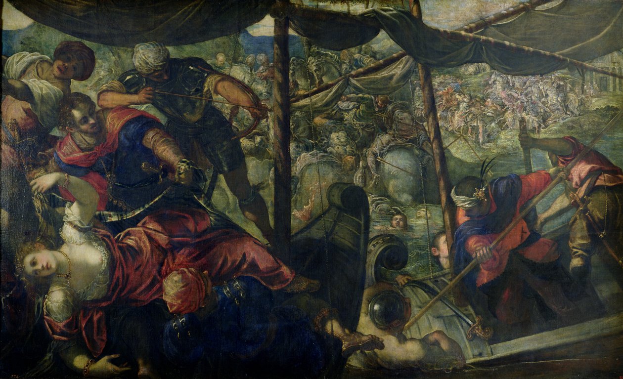 Taistelu turkkilaisten ja kristittyjen välillä, n. 158889 tekijältä Jacopo Robusti Tintoretto