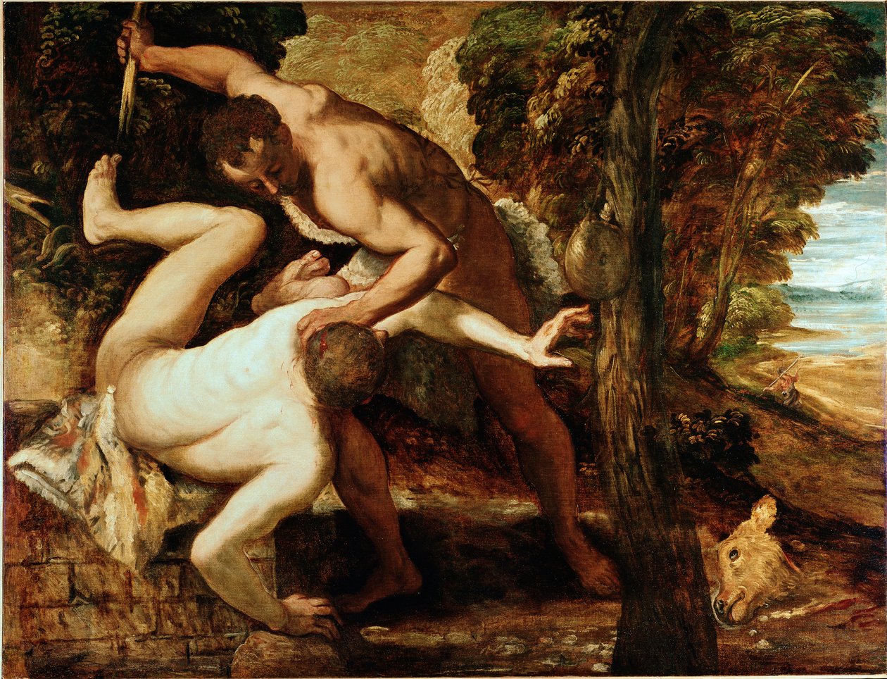 Kainin tappava Abelin maalaus, kirjoittanut Jacopo Robusti dit il Tintoretto (Tintoret) (1518-1594) 1550-1553 su. 149x196 cm Gallery of the Accademia, Venetsia tekijältä Jacopo Robusti Tintoretto