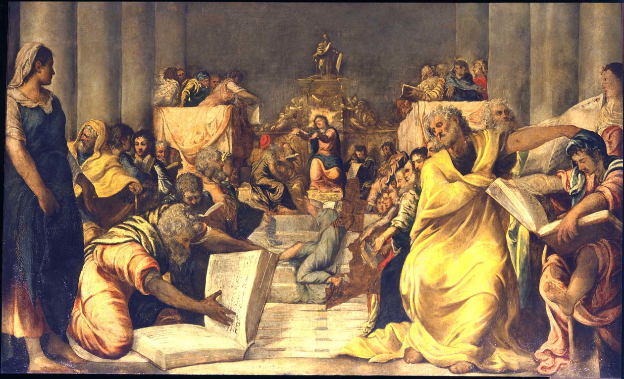 Kristus lääkäreiden joukossa tekijältä Jacopo Robusti Tintoretto