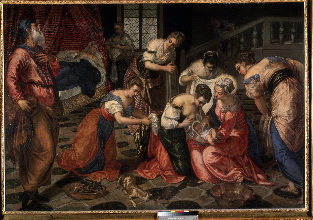 La nativite de Saint Jean Baptiste (Johannes Kastajan syntymä). Tintoretton maalaus (Jacopo Robusti nimeltä Tintoretto tekijältä Jacopo Robusti Tintoretto