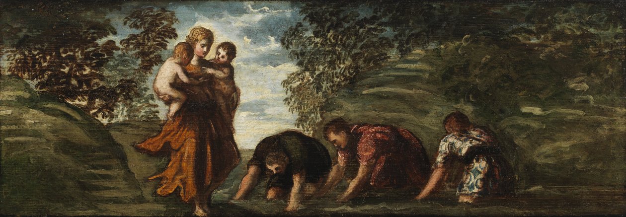 Latona muutti Lycian talonpojat sammakoiksi, n. 1545-48 tekijältä Jacopo Robusti Tintoretto