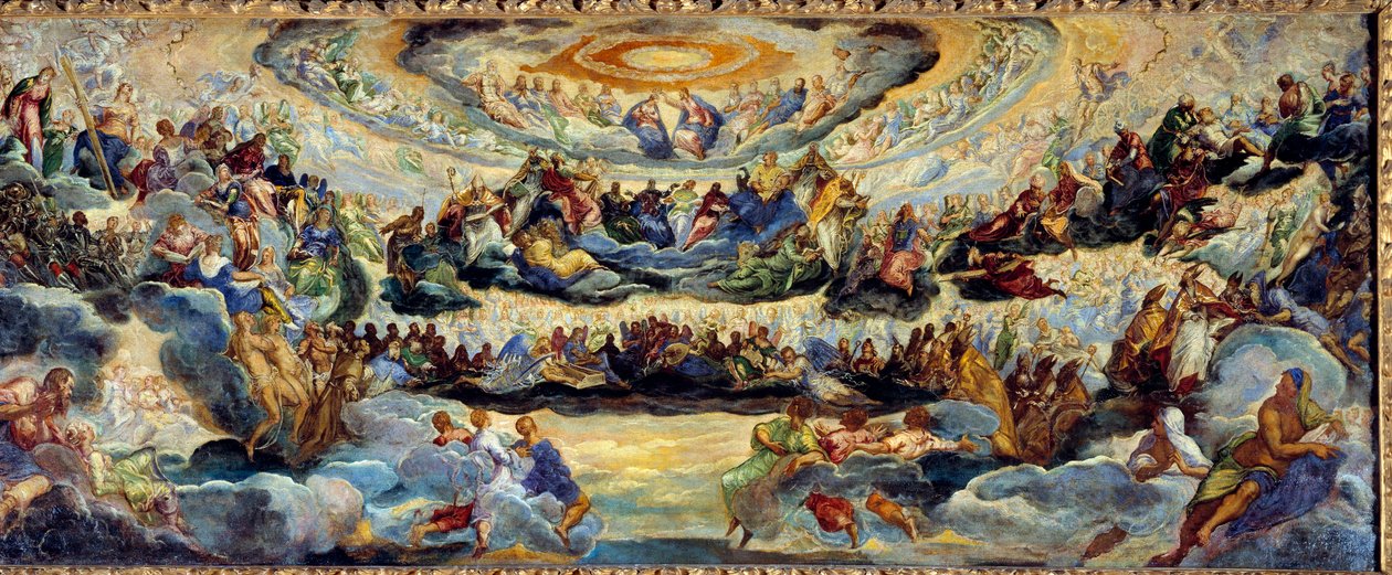 Paratiisin luonnos, Jacopo Robusti dit Le Tintoret (Il Tintoretto) (1518-1594) 1500-luvun su. 1,43x3,62 m tekijältä Jacopo Robusti Tintoretto