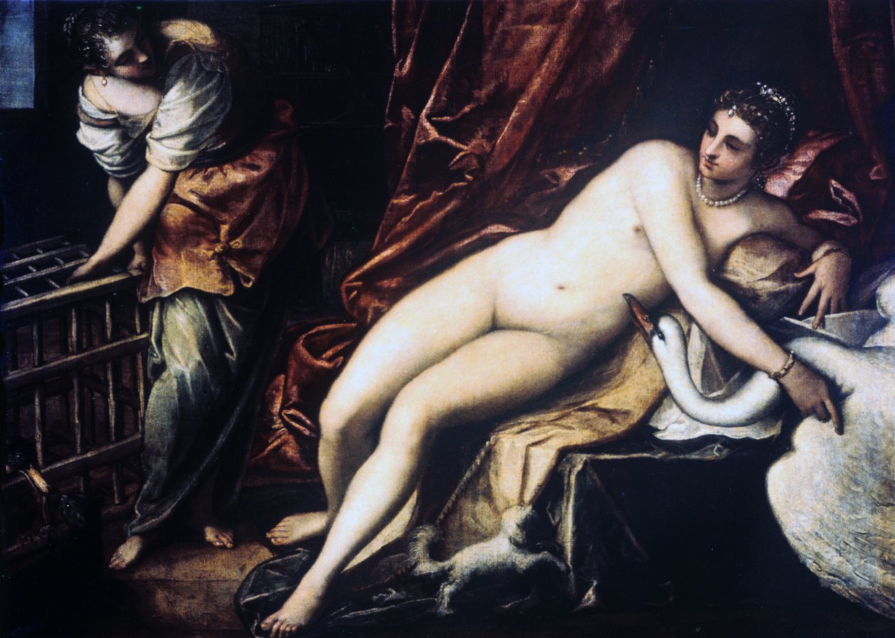 Leda ja joutsen, 1550-1560 tekijältä Jacopo Robusti Tintoretto