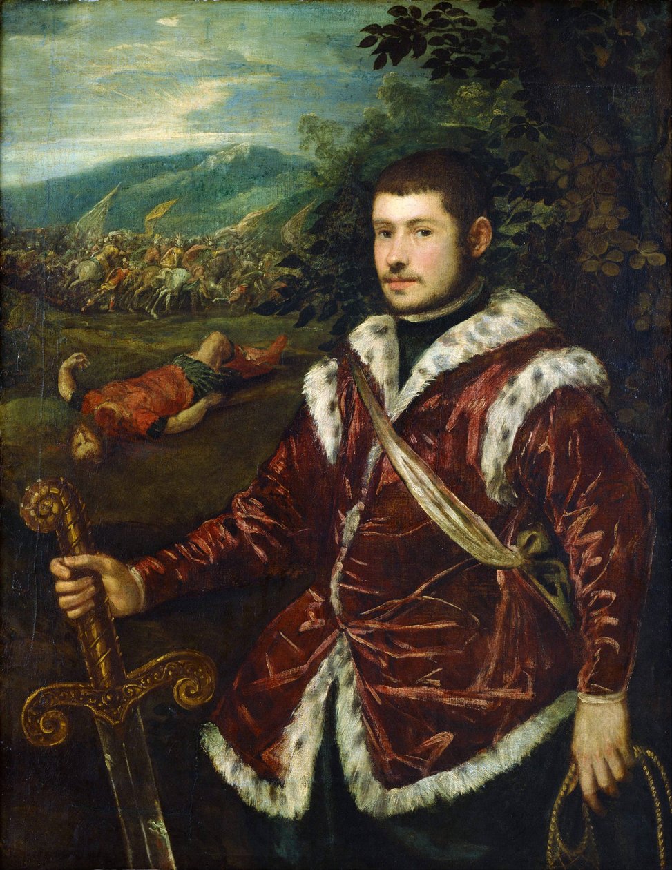 ""Nuoren miehen muotokuva, jonka sanoi David tappaneen Goljatin"" Jacopo Tintoretto (Tintoretto) maalaus (1518-1594) noin 1555 National Museum of Western Art, Tokio Japani tekijältä Jacopo Robusti Tintoretto