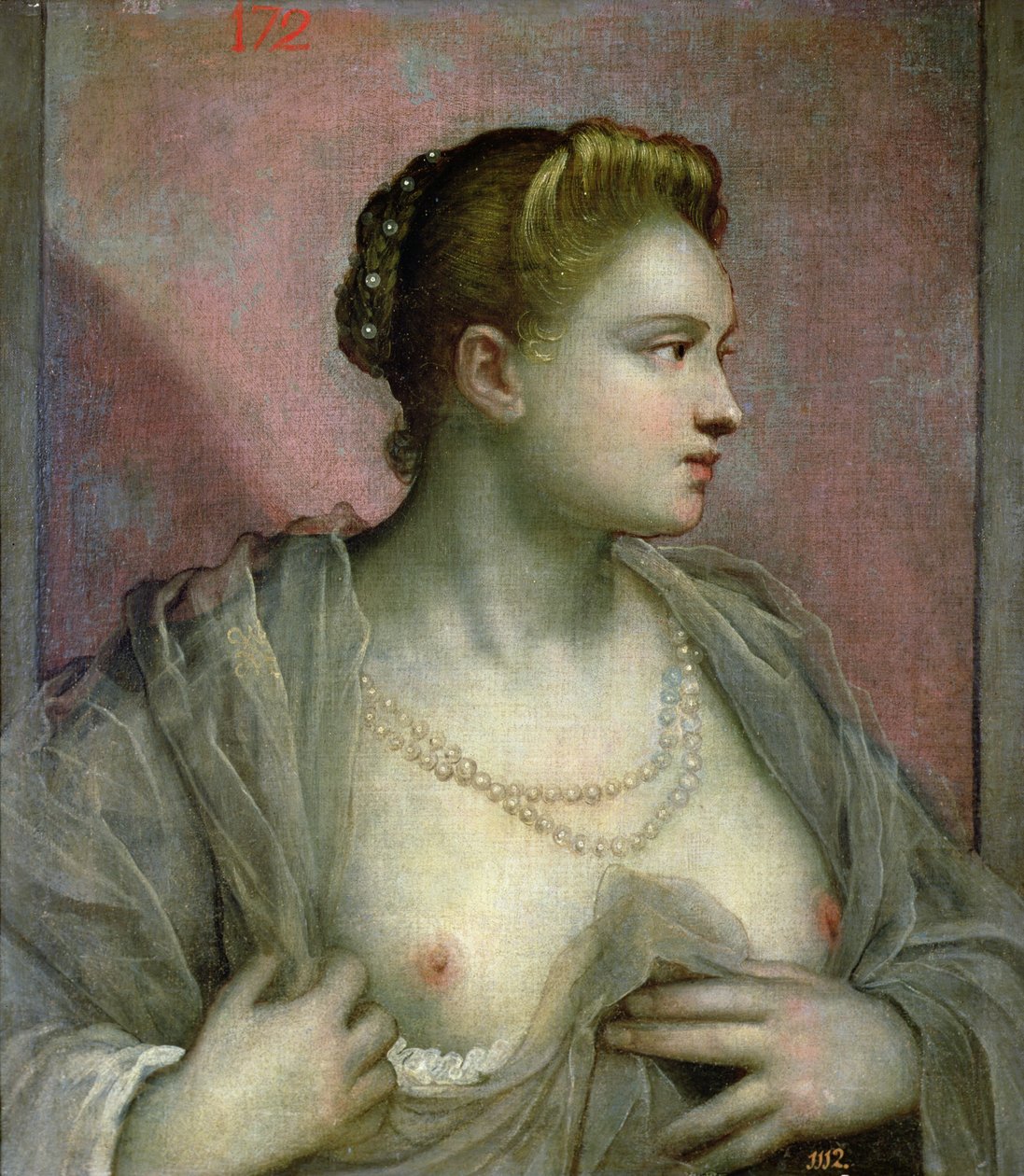 Rintojaan paljastavan naisen muotokuva, n. 1570 tekijältä Jacopo Robusti Tintoretto