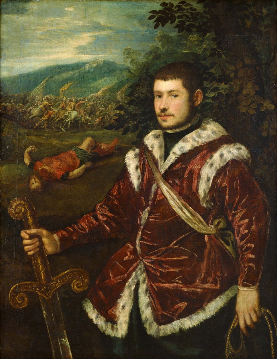 Nuoren miehen muotokuva Davidina, noin 1555 tekijältä Jacopo Robusti Tintoretto