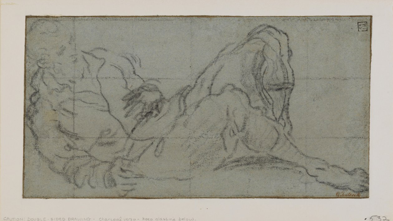 Makaava mieshahmo, 1560-9 (liitu paperille) tekijältä Jacopo Robusti Tintoretto