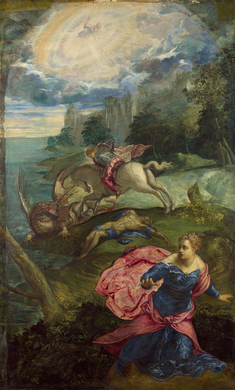 Pyhä Yrjö ja lohikäärme, noin 1555 tekijältä Jacopo Robusti Tintoretto
