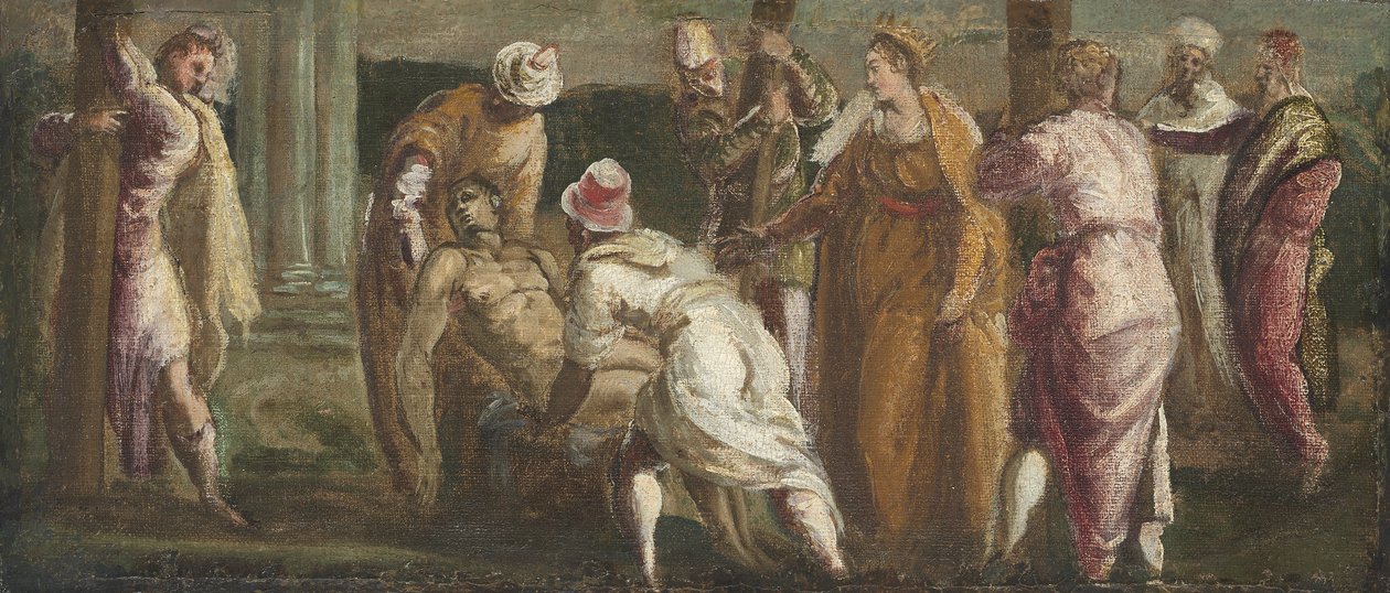 Pyhä Helena testaa oikeaa ristiä, n. 1545 tekijältä Jacopo Robusti Tintoretto